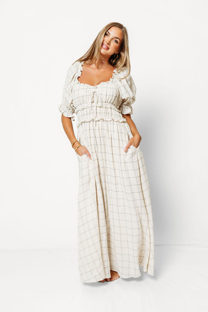 Sydnee Maxi Dress in Natural/Black - Bump Friendly *9/10 PRE-ORDER*