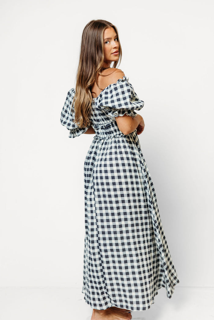 Sydnee Maxi Dress in Navy Gingham - Bump Friendly & Inclusive Sizing *9/16 PRE-ORDER*