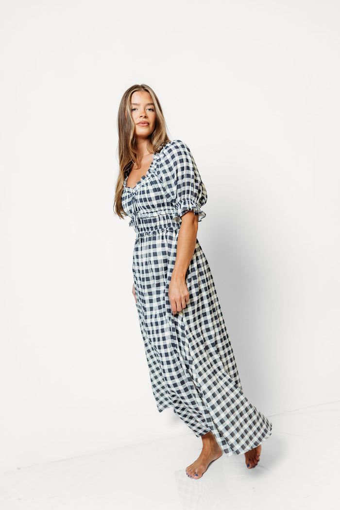 Sydnee Maxi Dress in Navy Gingham - Bump Friendly & Inclusive Sizing *9/16 PRE-ORDER*