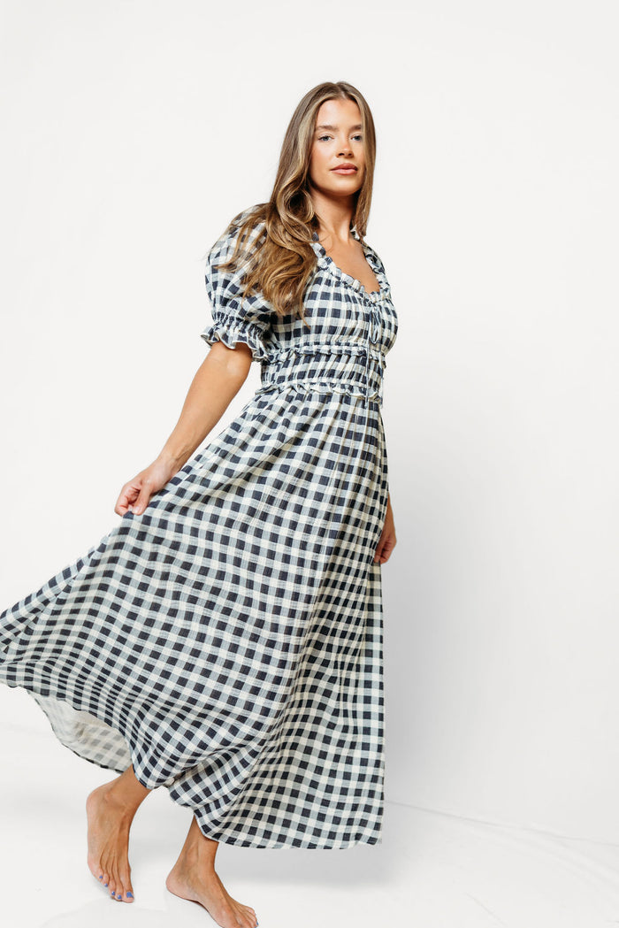 Sydnee Maxi Dress in Navy Gingham - Bump Friendly & Inclusive Sizing *9/16 PRE-ORDER*