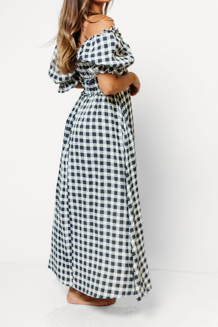 Sydnee Maxi Dress in Navy Gingham - Bump Friendly & Inclusive Sizing *9/16 PRE-ORDER*