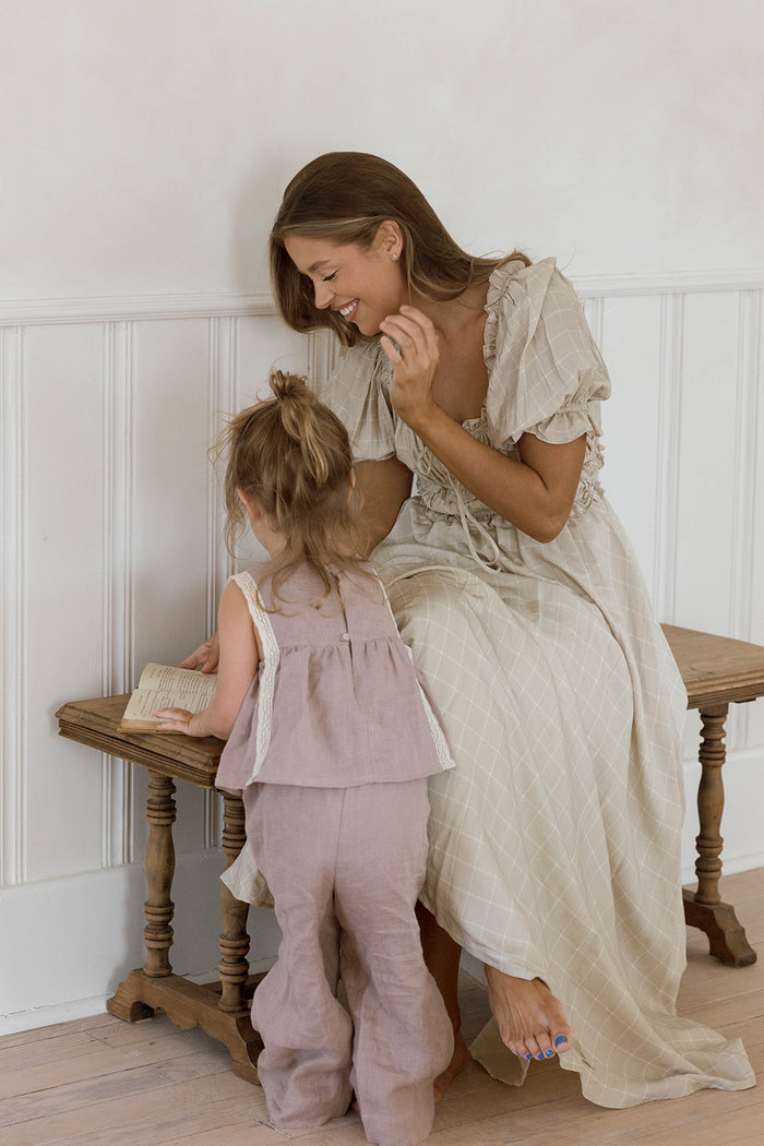 Sydnee Maxi Dress in Olive/Taupe Grid - Bump Friendly *10/15 PRE-ORDER*