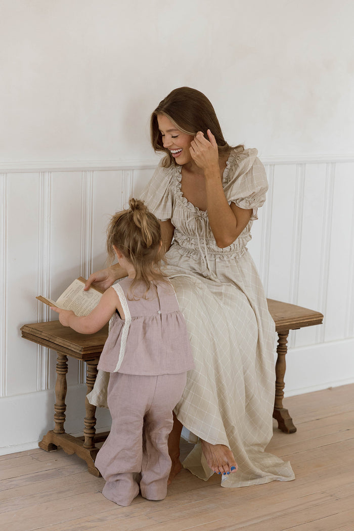 Sydnee Maxi Dress in Olive/Taupe Grid - Bump Friendly *10/15 PRE-ORDER*