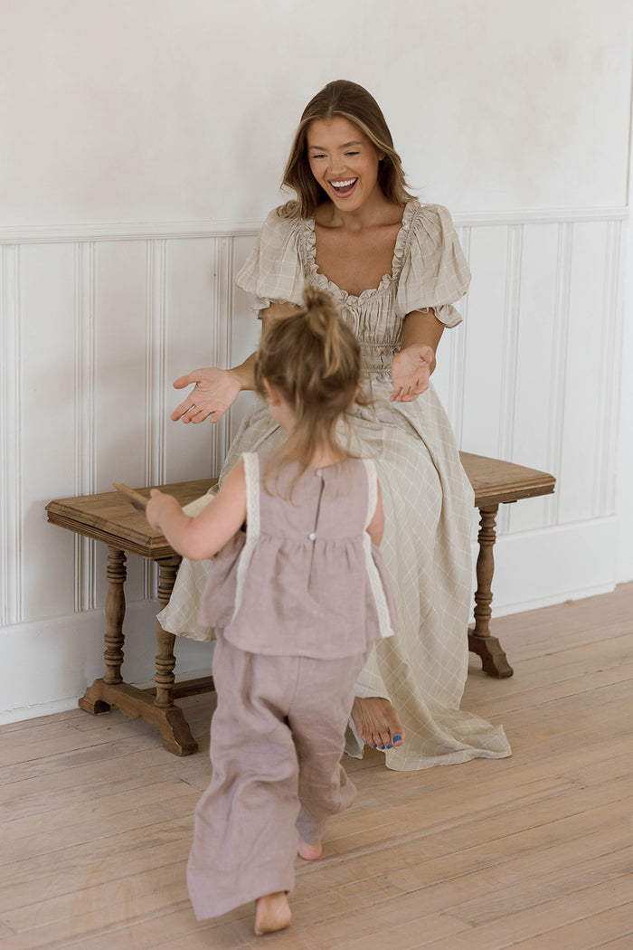 Sydnee Maxi Dress in Olive/Taupe Grid - Bump Friendly *10/15 PRE-ORDER*