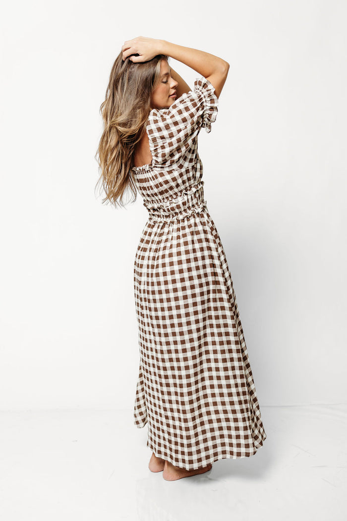 Sydnee Maxi Dress in Rust Brown Gingham - Bump Friendly & Inclusive Sizing *9/16 PRE-ORDER*