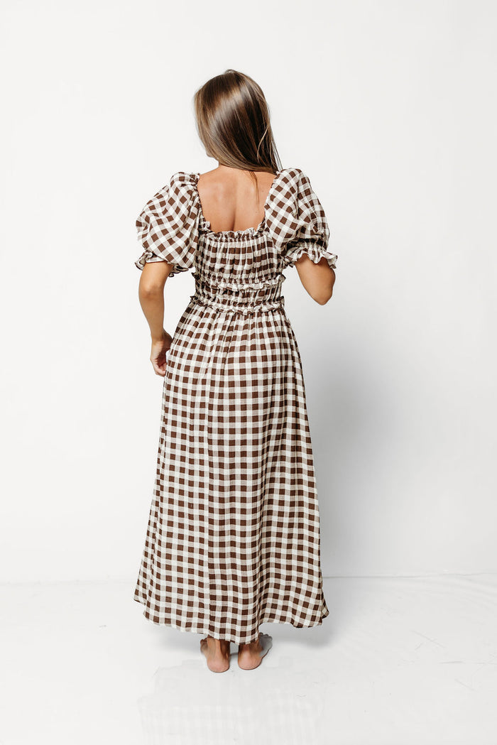 Sydnee Maxi Dress in Rust Brown Gingham - Bump Friendly & Inclusive Sizing *9/16 PRE-ORDER*