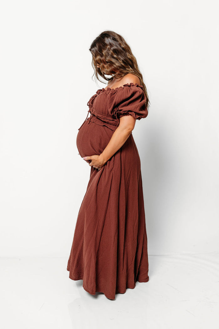 Sydnee Soft 100% Cotton Maxi Dress in Brown - Bump Friendly & Inclusive Sizing