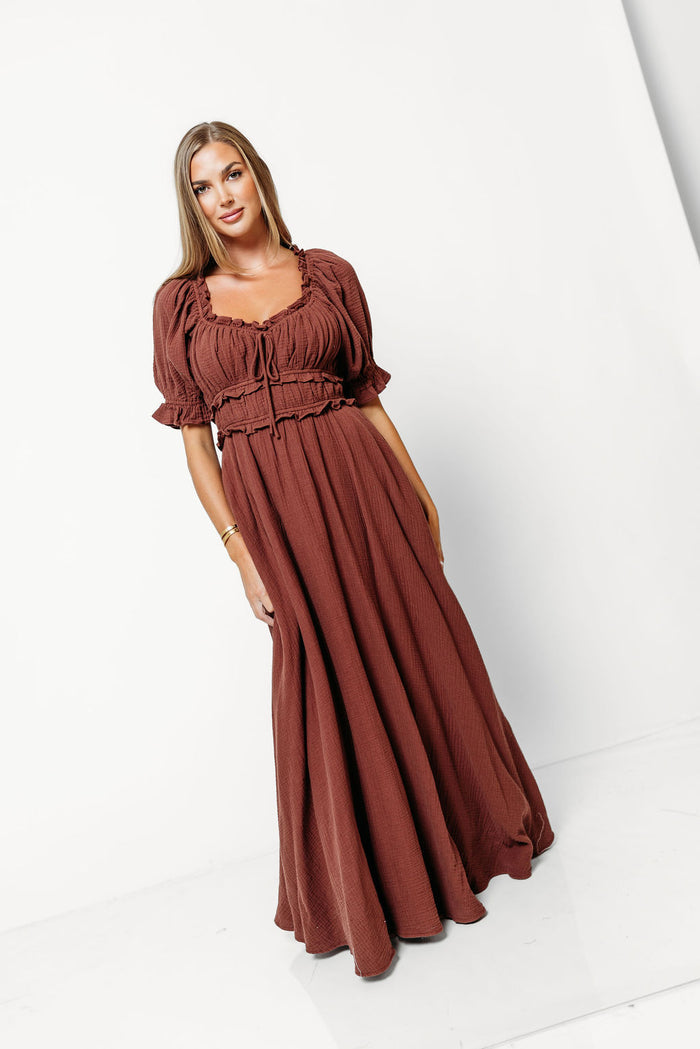 Sydnee Soft 100% Cotton Maxi Dress in Brown - Bump Friendly & Inclusive Sizing