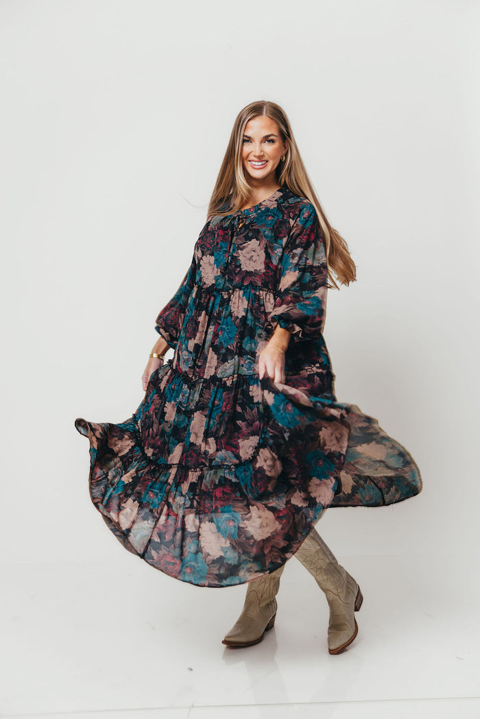 Tabitha Midi Dress in Black - Bump Friendly