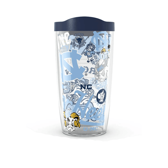 Tervis Tumbler 16 oz North Carolina Tar Heels All Over Tumbler with Navy Lid - Drinkware