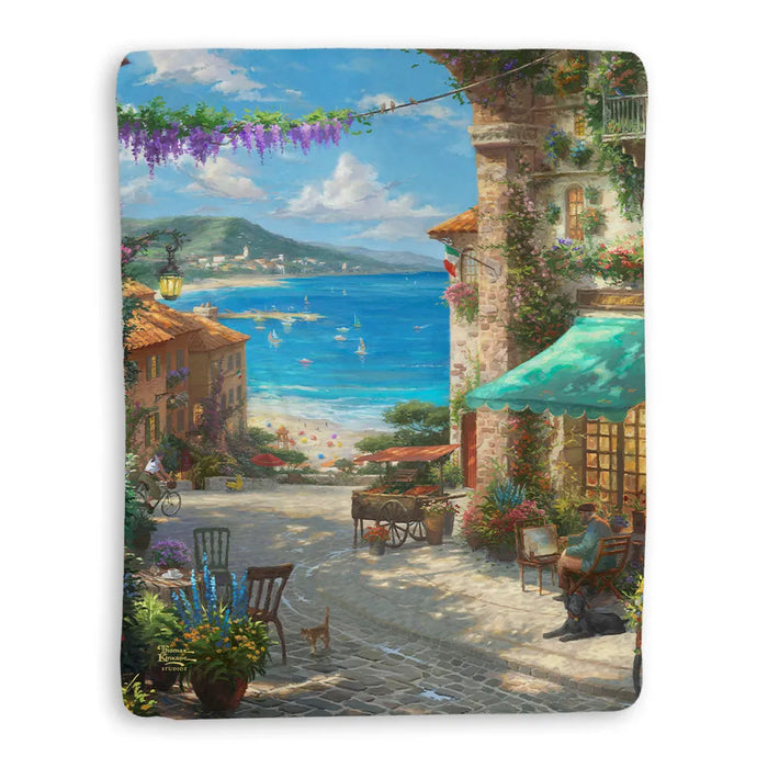 Thomas Kinkade Italian Café Sherpa Throw Blanket