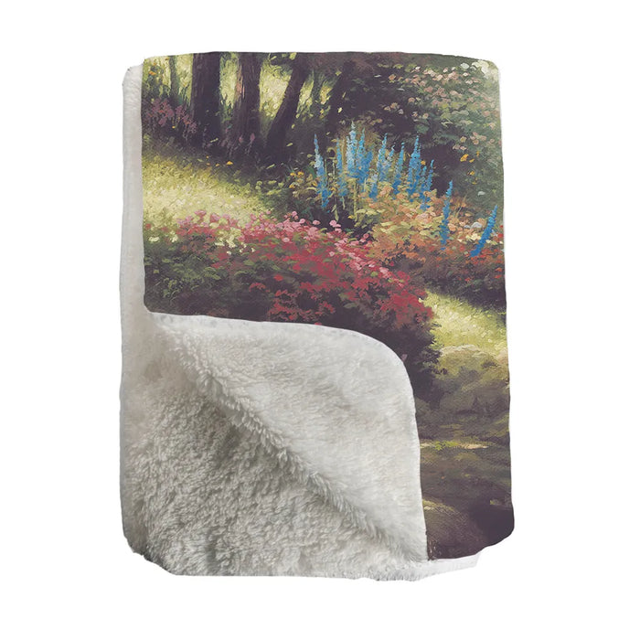 Thomas Kinkade Petals of Hope Sherpa Throw Blanket
