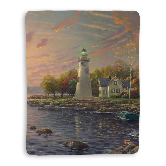 Thomas Kinkade Serenity Cove Sherpa Throw Blanket