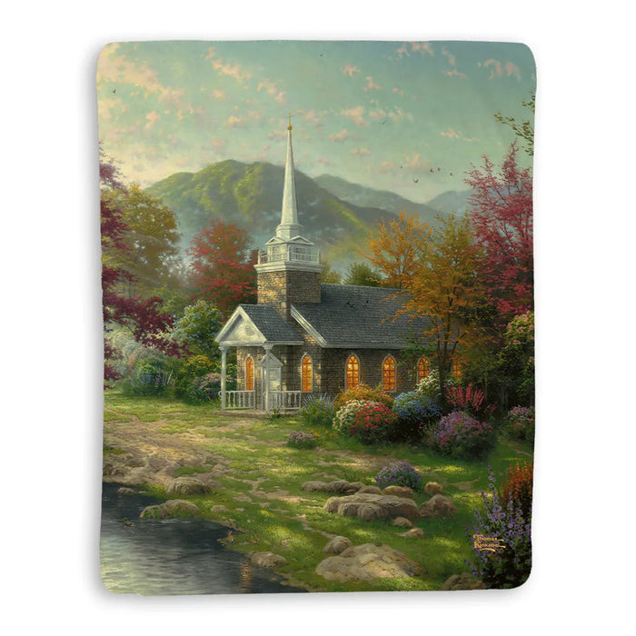 Thomas Kinkade Streams of Living Water Sherpa Throw Blanket