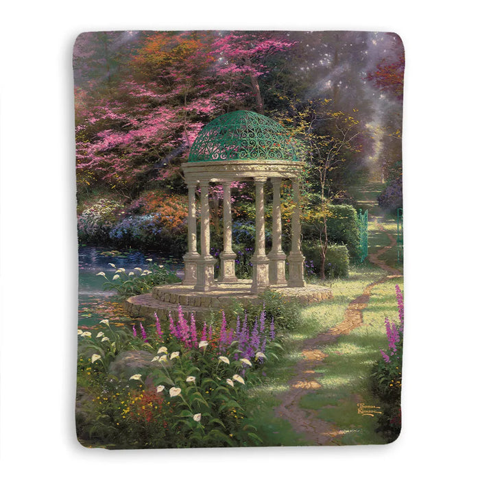 Thomas Kinkade The Garden of Prayer Sherpa Throw Blanket