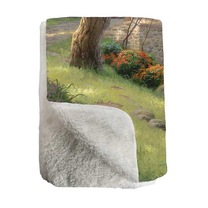 Thomas Kinkade The Old Fishin' Hole Sherpa Throw Blanket