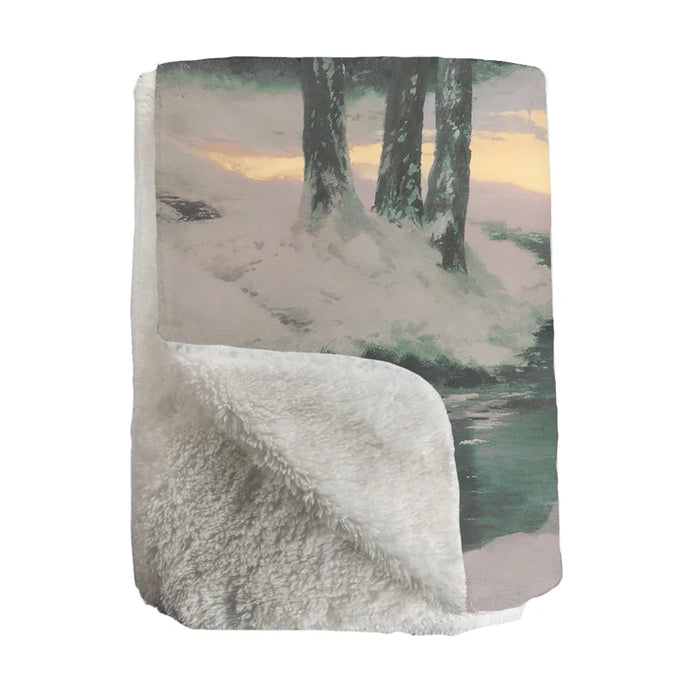 Thomas Kinkade Winter Glen Sherpa Throw Blanket