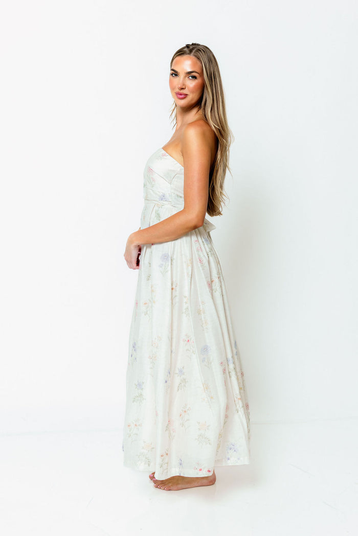 Tinsley Midi Dress in Cream Multi