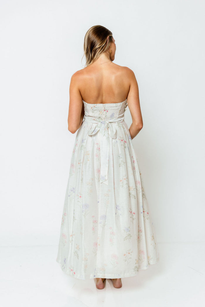 Tinsley Midi Dress in Cream Multi