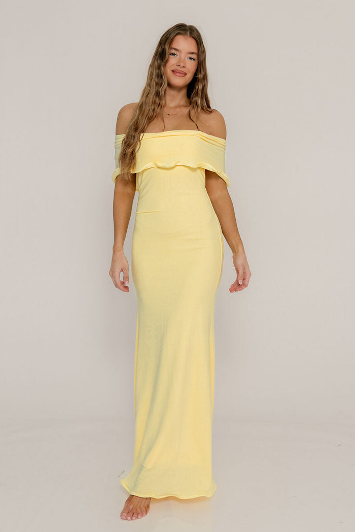Tommie Maxi Dress in Butter Yellow - Bump Friendly (Size Up for Bump)