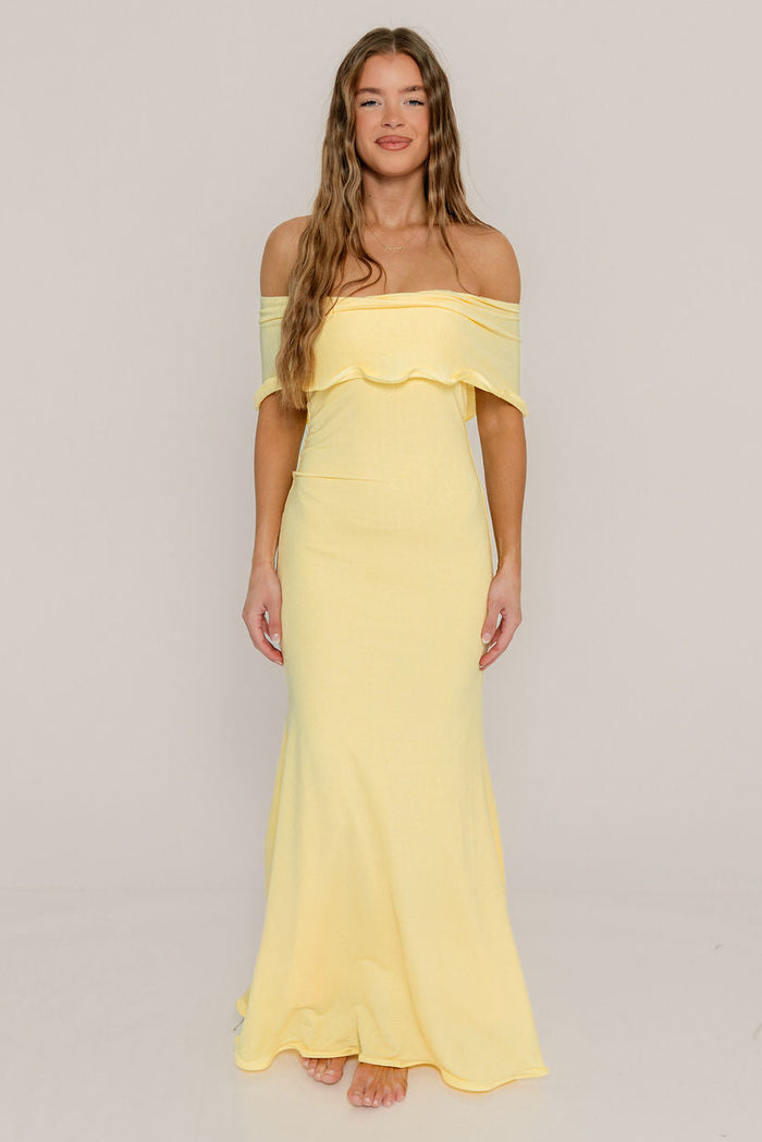 Tommie Maxi Dress in Butter Yellow - Bump Friendly (Size Up for Bump)