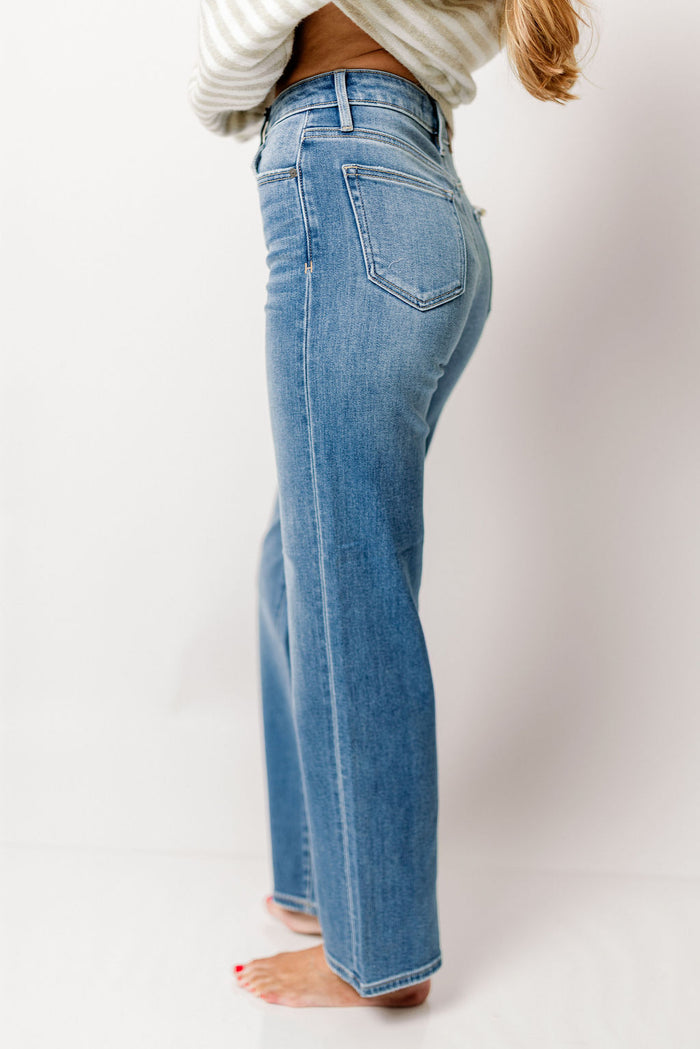 Tracey High Rise Straight Jean with 30” Inseam in Medium Dark