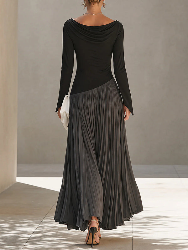Two-Tone Combo Pleated Dress