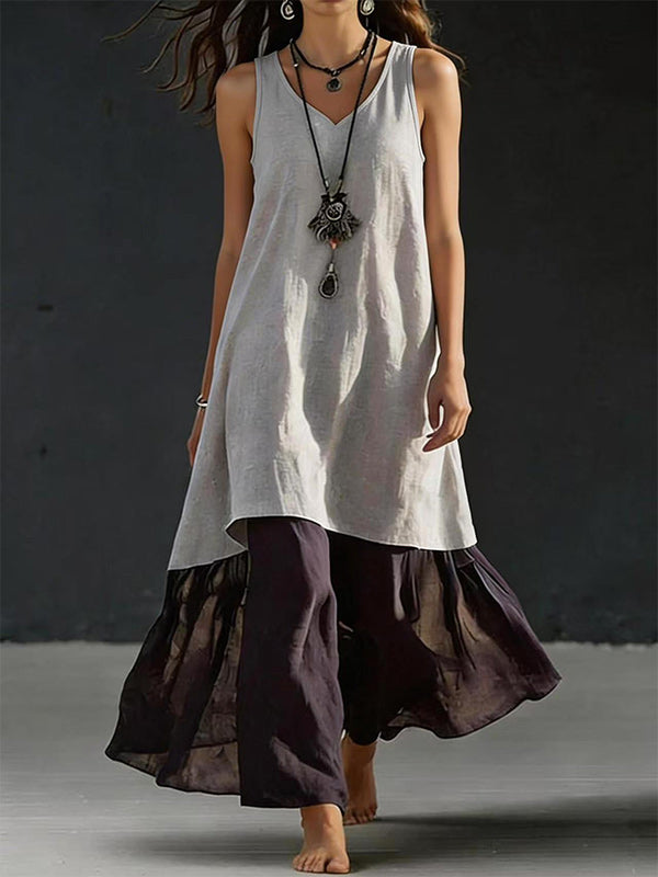 Two-Tone Sleeveless Dress