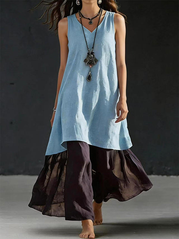 Two-Tone Sleeveless Dress