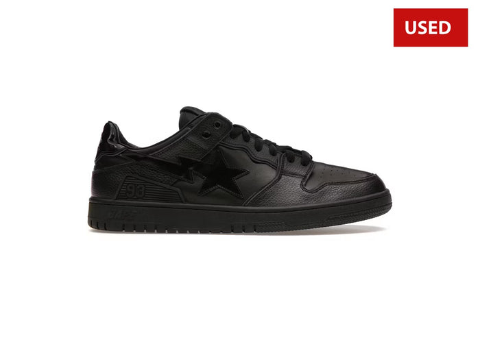 (USED) A Bathing Ape Bape SK8 Sta Triple Black Patent Leather Sta Logo - Sz 8.5