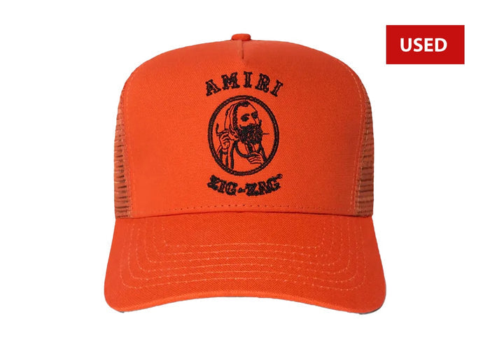 (USED) Amiri Zig Zag Trucker Hat 'Orange/Black'