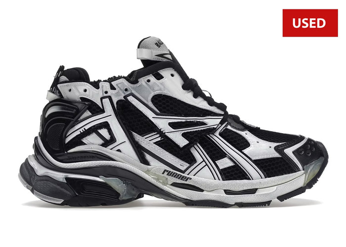 (USED) Balenciaga Runner White Black White - Sz 5