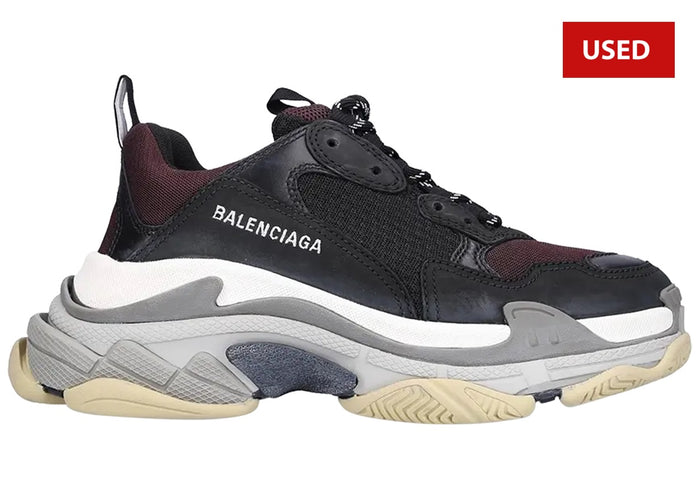 (USED) Balenciaga Triple S Sneaker 'Black Burgundy' - Sz 10