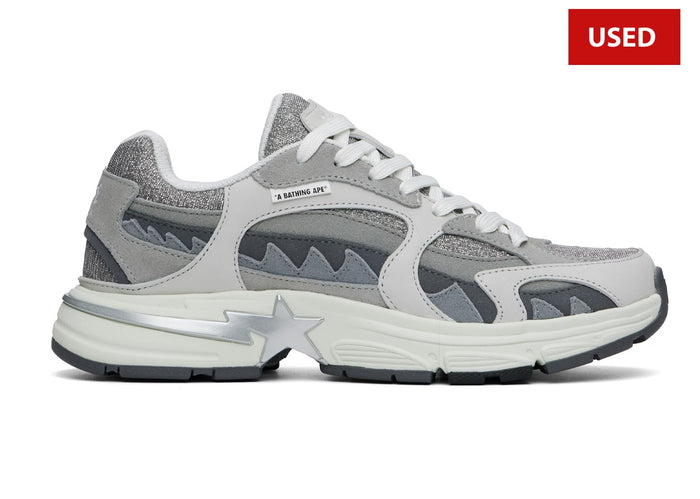 (USED) BAPE Gray BAPE Shark STA #1 Sneakers - Sz 10 (2)