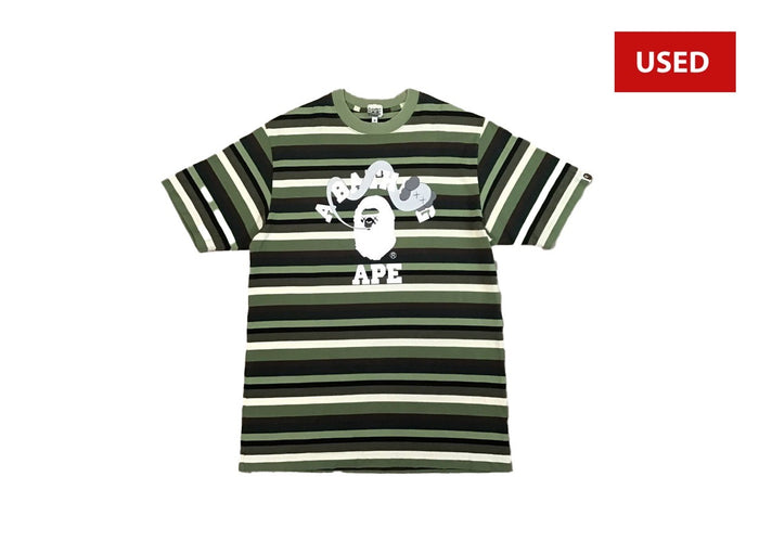 (USED) Bape x Kaws Stripe Tee Green (HEATCHECK ARCHIVE)