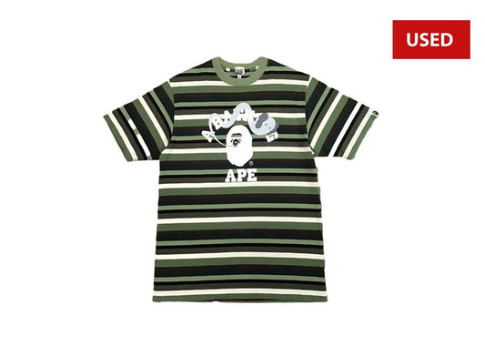 (USED) Bape x Kaws Stripe Tee Green (HEATCHECK ARCHIVE)