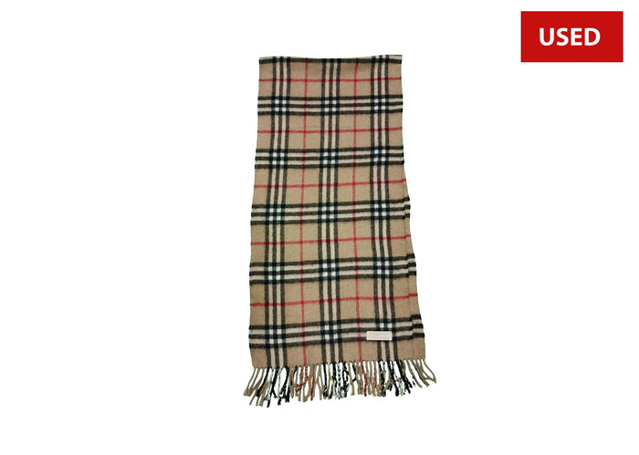 (USED) Burberry Cashmere Scarf Nova Check Beige
