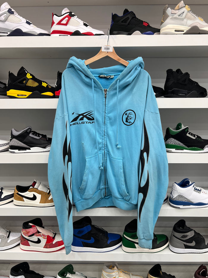(USED) Hellstar Studios Zip Hoodie 'Blue'