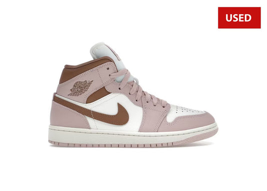 (USED) Jordan 1 Mid Pink Oxford Brown (Women's) - Sz 8.5