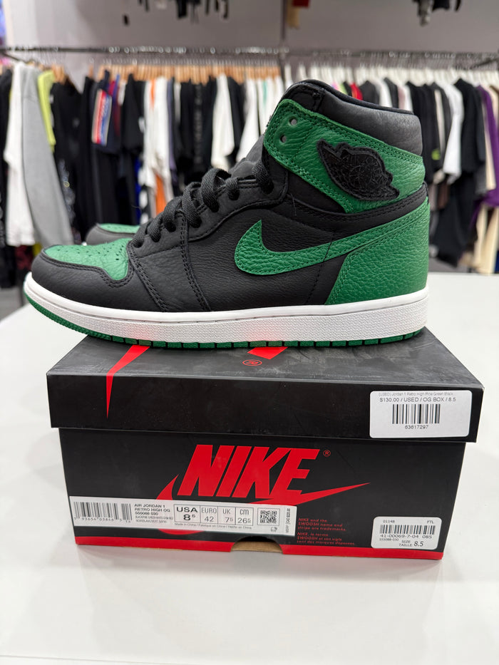 (USED) Jordan 1 Retro High Pine Green Black - Sz 8.5