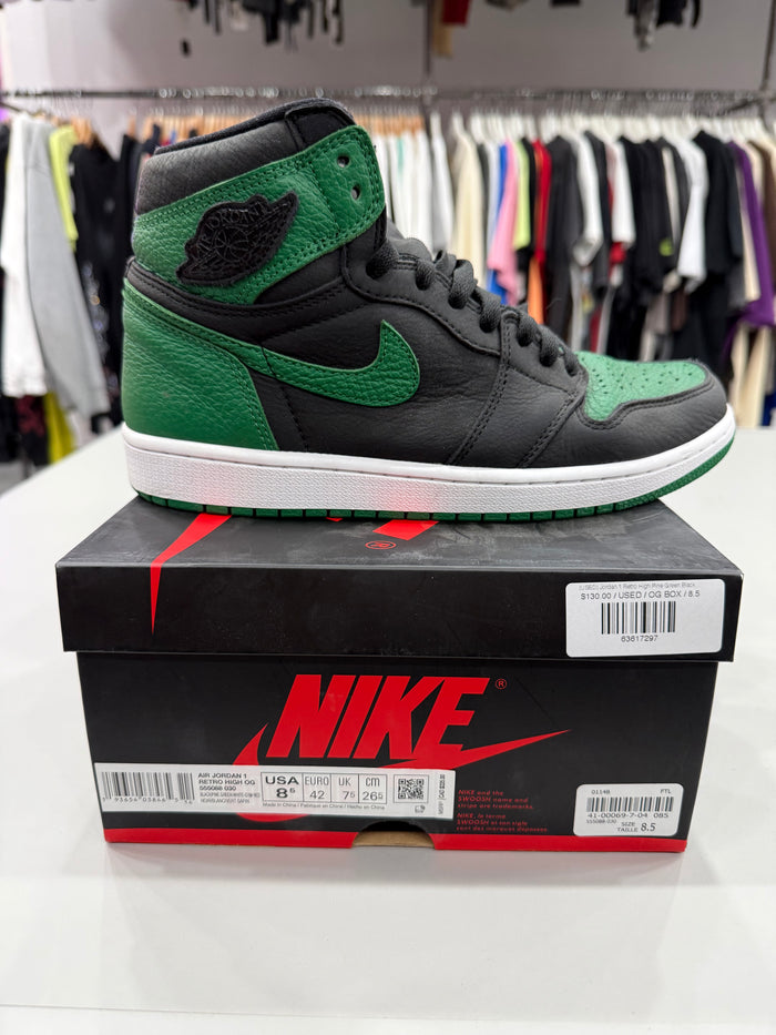 (USED) Jordan 1 Retro High Pine Green Black - Sz 8.5
