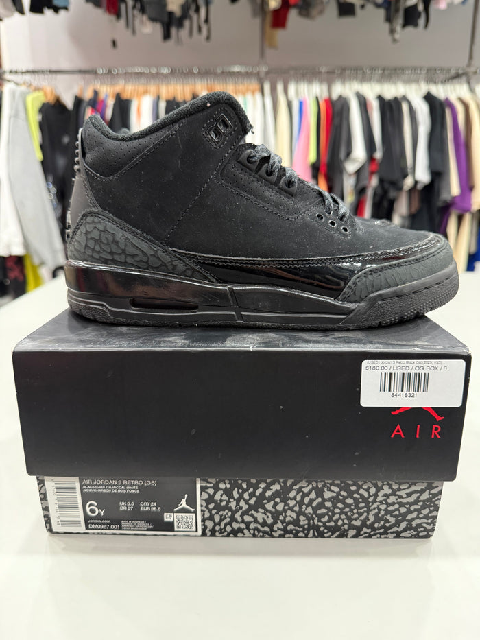 (USED) Jordan 3 Retro Black Cat (2025) (GS) - Sz 6