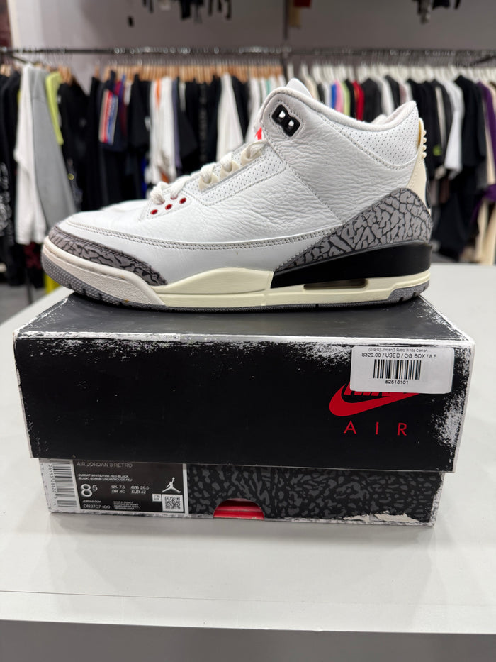 (USED) Jordan 3 Retro White Cement Reimagined - Sz 8.5 (2)