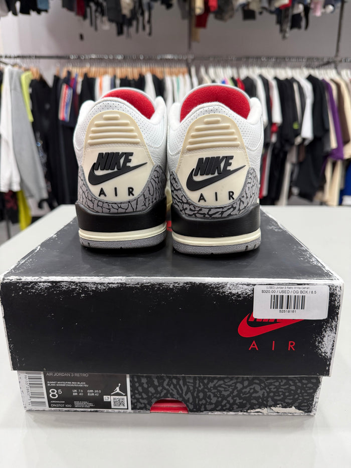 (USED) Jordan 3 Retro White Cement Reimagined - Sz 8.5 (2)