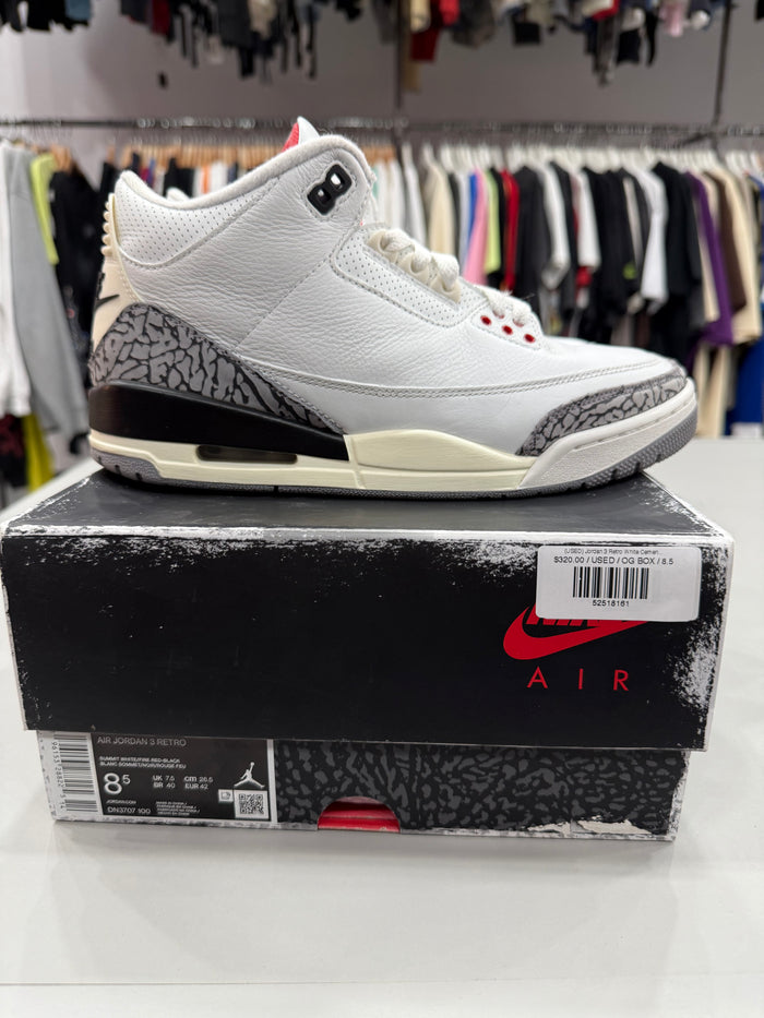 (USED) Jordan 3 Retro White Cement Reimagined - Sz 8.5 (2)