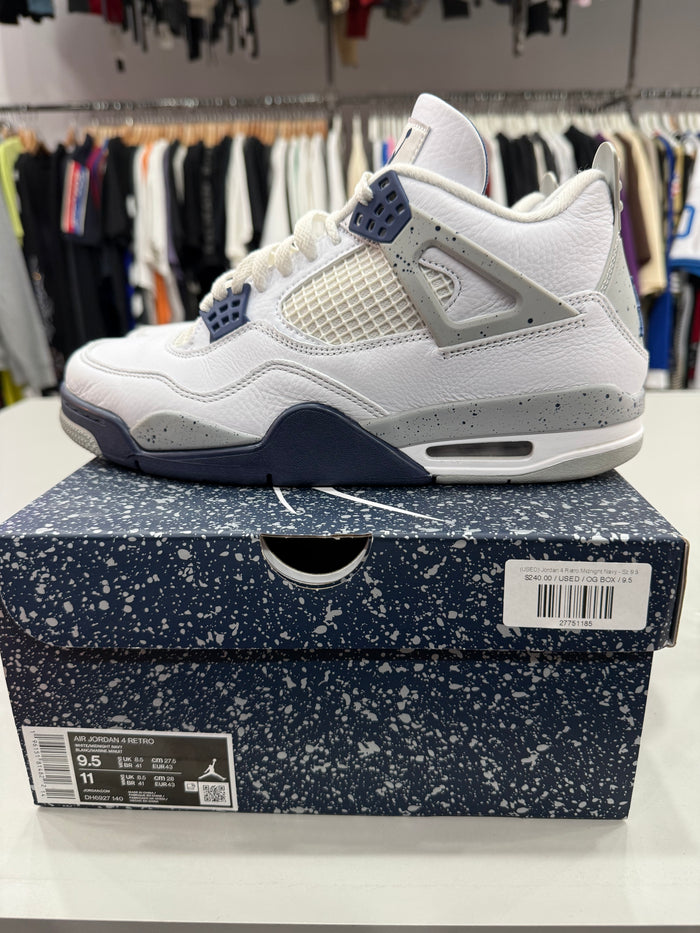 (USED) Jordan 4 Retro Midnight Navy - Sz 9.5