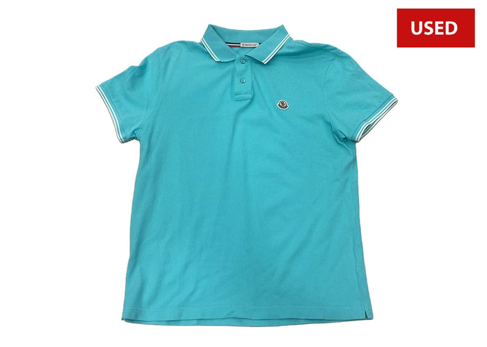 (USED) Moncler Logo Patch Cotton Polo Shirt Baby Blue
