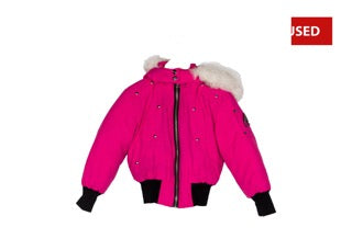(USED) Moose Knuckles Girls' Hooded Zip-Up Coat Pink