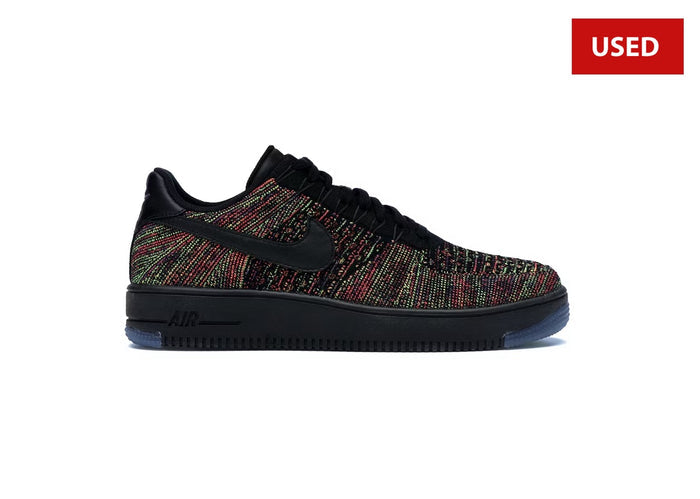(USED) Nike Air Force 1 Low Flyknit Black Multi-Color - Sz 13