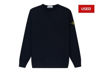 (USED) Stone Island Crew Neck Brushed Cotton Fleece Black